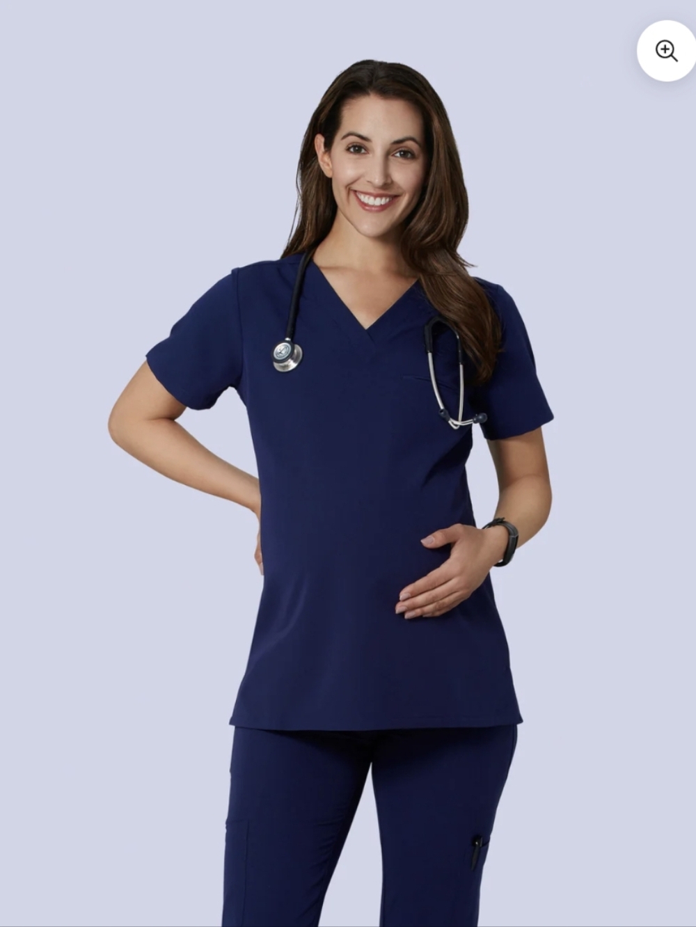 Mandala Maternity Navy V-neck Scrub Top and Jogger Set